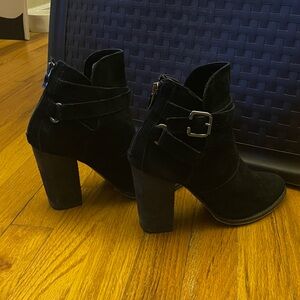 Black ankle boots with buckles